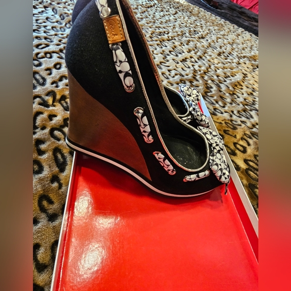 coach sandals 7.5 Coach Thalia Black & White Denin - Picture 10 of 11